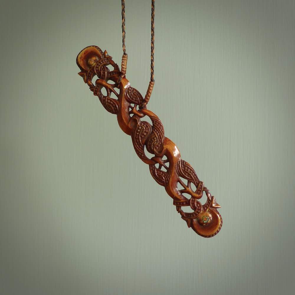 HAND CARVED BONE CONTEMPORARY PENDANT. STAINED BONE ART TO WEAR. – NZ  Pacific