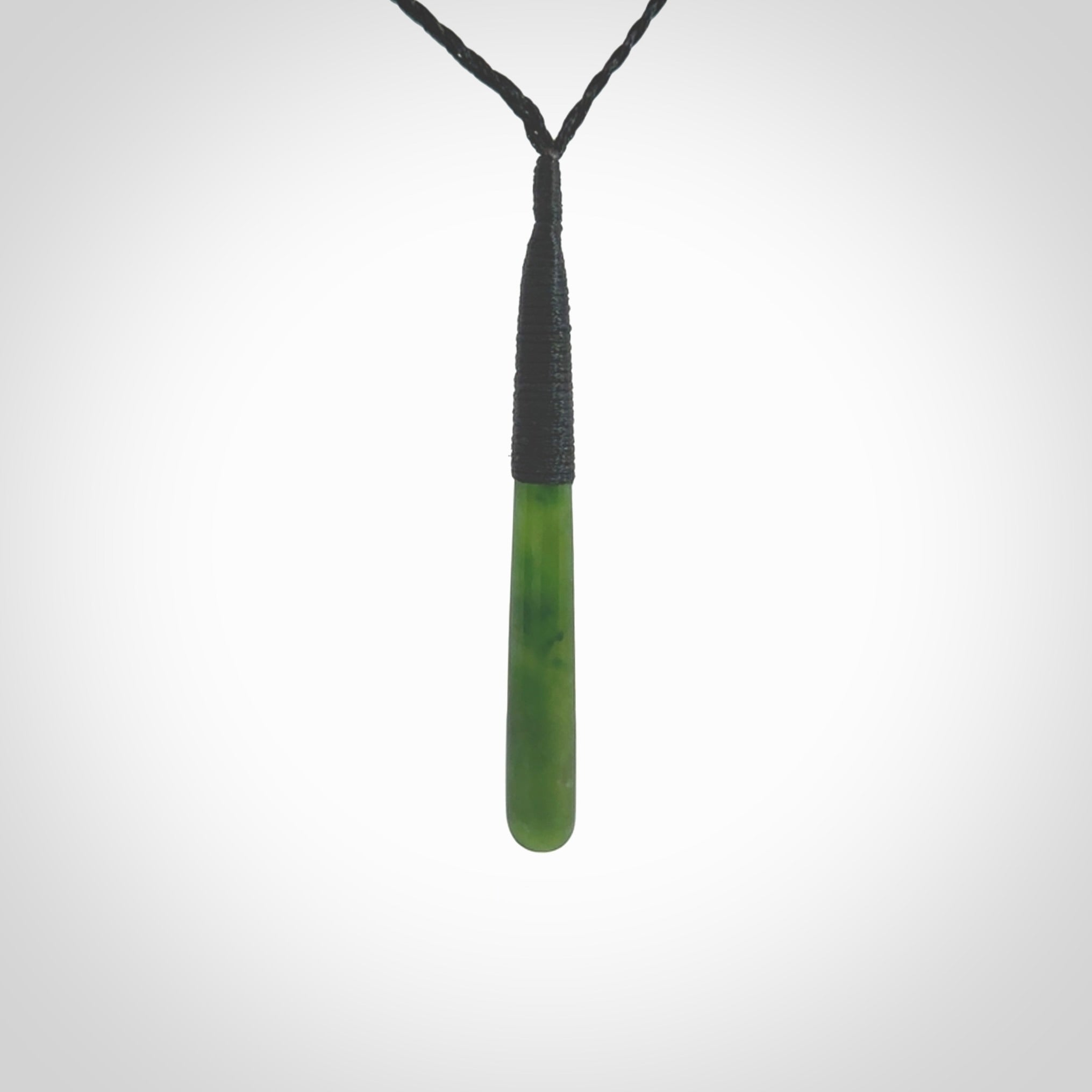 Large New Zealand Kahurangi Pounamu Jade Drop pendant and matching drop earrings. Hand carved from a lovely piece of local New Zealand Kahurangi. Matching necklace and earrings hand carved by Aaron Tabak.