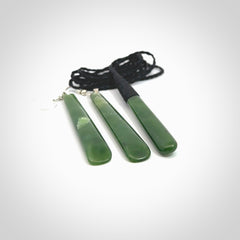 Large New Zealand Kahurangi Pounamu Jade Drop pendant and matching drop earrings. Hand carved from a lovely piece of local New Zealand Kahurangi. Matching necklace and earrings hand carved by Aaron Tabak.