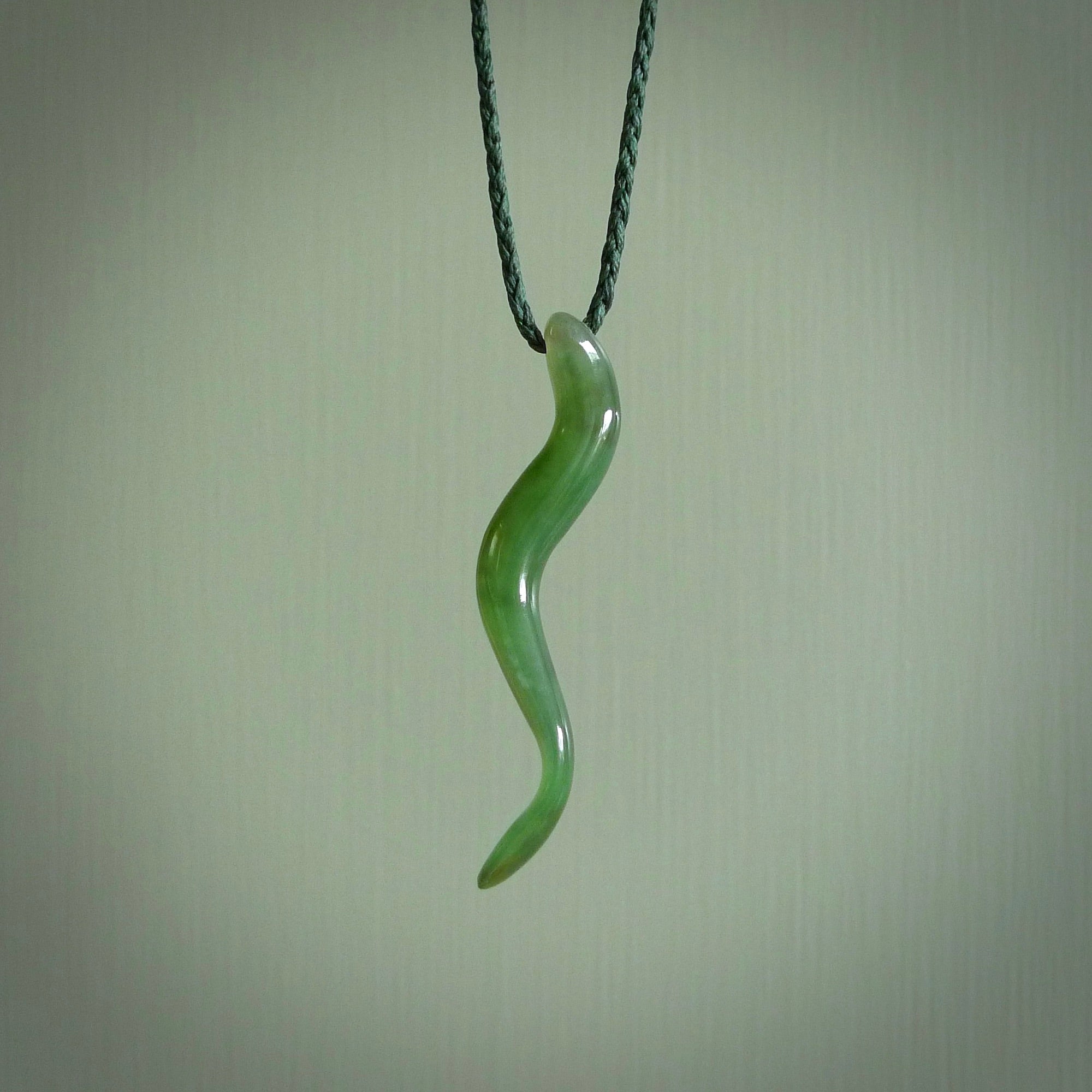 Hand made New Zealand Jade Eel pendant. Hand carved eel pendant. Made from New Zealand Jade.