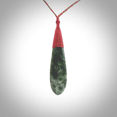 New Zealand flower jade drop pendant. Hand carved in New Zealand by NZ Pacific. Large New Zealand Jade roimata drop necklace. Drop pendant representing healing, comfort and compassion. Unisex pendants for lovers of Jade art to wear.