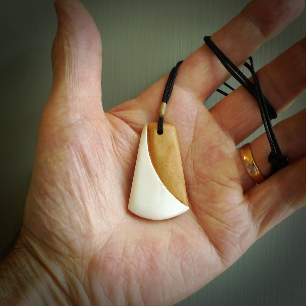 HAND CARVED BONE CONTEMPORARY PENDANT. STAINED BONE ART TO WEAR. – NZ  Pacific