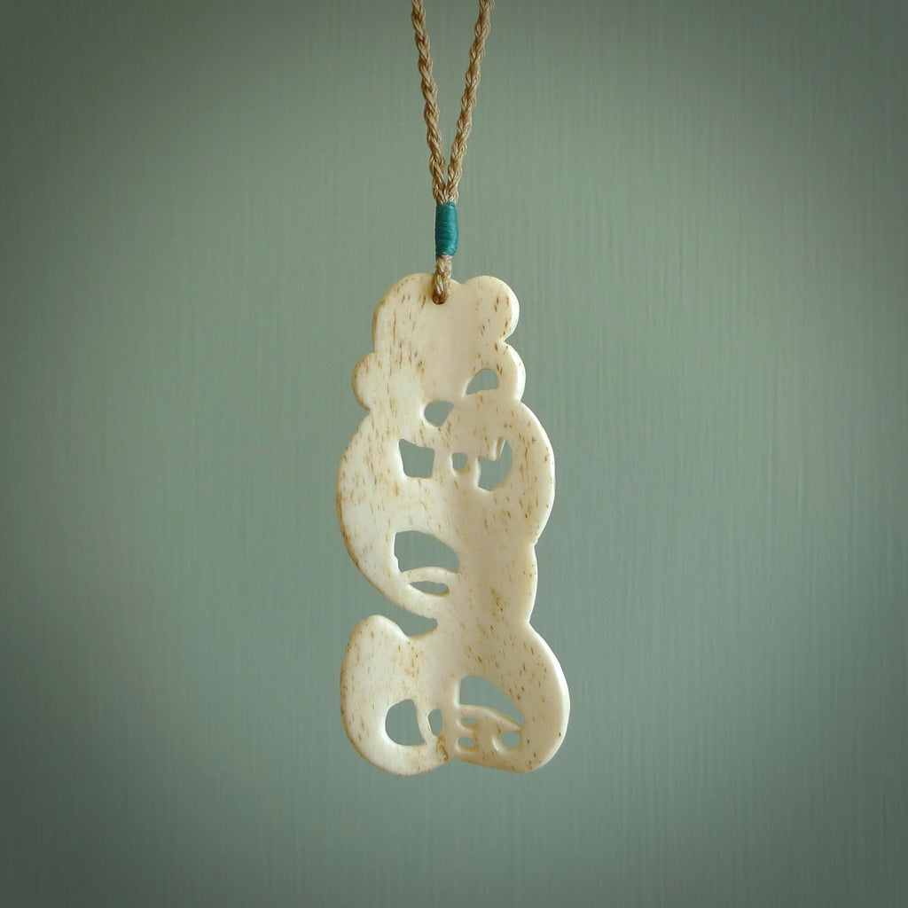 Hand carved bone necklace and matching earrings - Jewelry