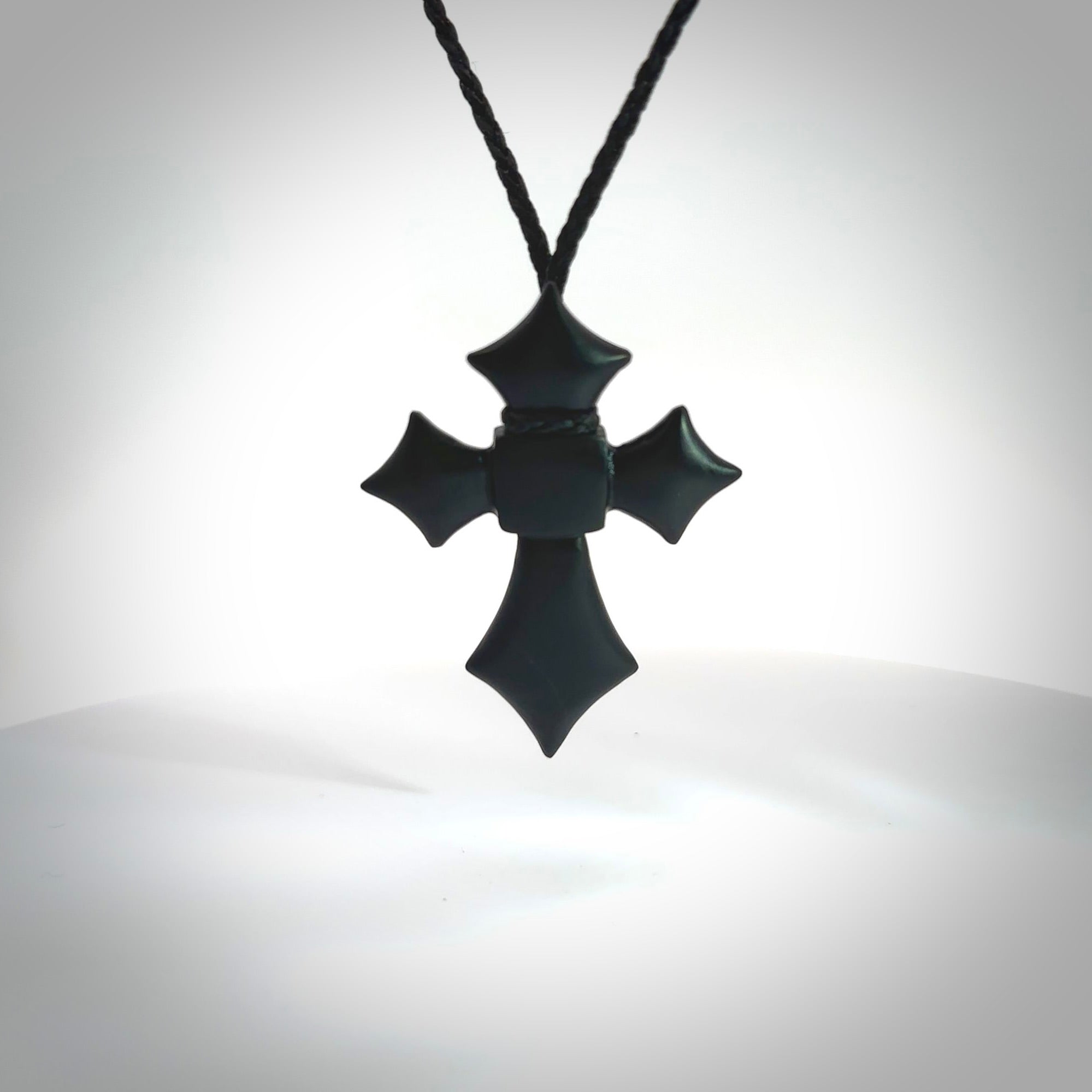 Black jade cross. Religious jewellery for sale online.