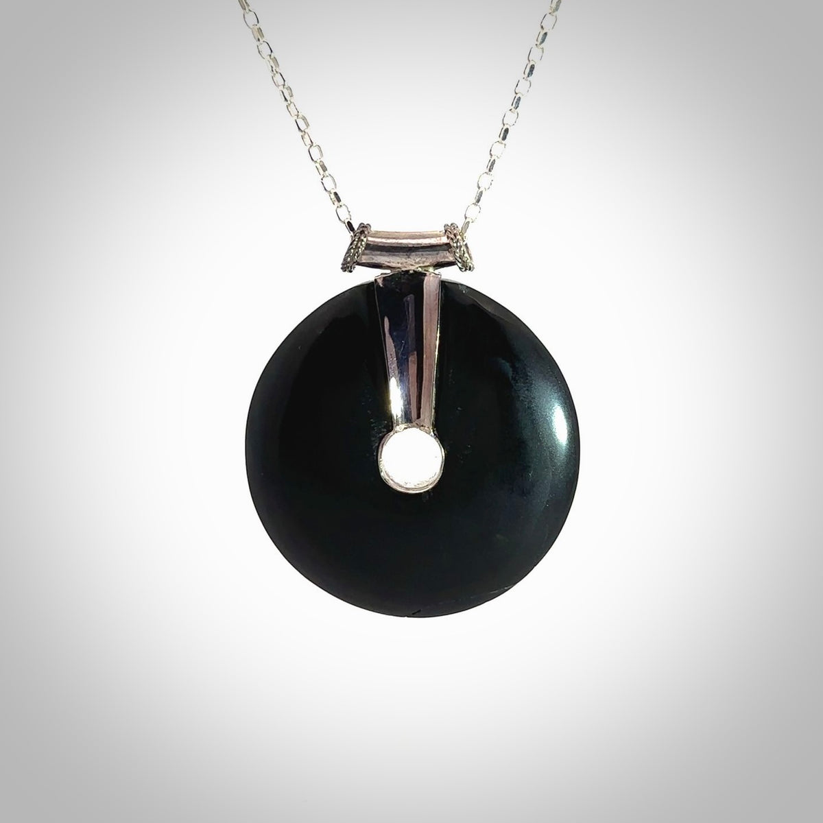 HAND CARVED AUSTRALIAN BLACK JADE WITH SILVER CIRCLE DROP PENDANT – NZ ...