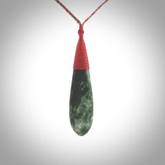 New Zealand flower jade drop pendant. Hand carved in New Zealand by NZ Pacific. Large New Zealand Jade roimata drop necklace. Drop pendant representing healing, comfort and compassion. Unisex pendants for lovers of Jade art to wear.