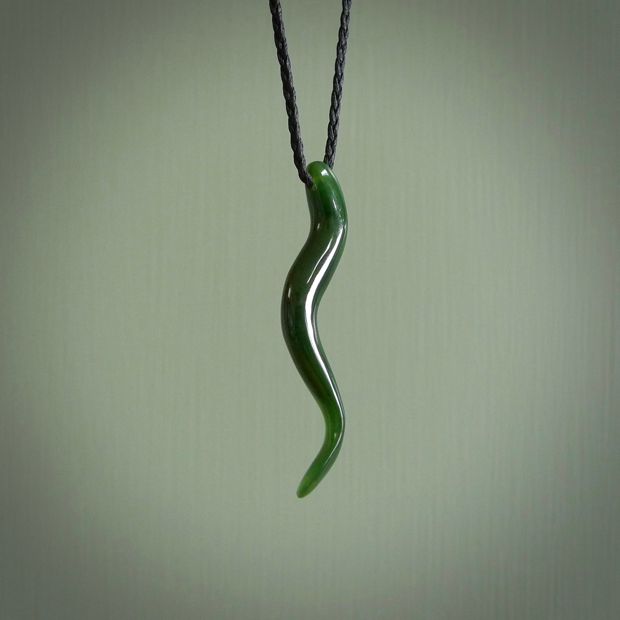 Hand made New Zealand Jade Eel pendant. Hand carved eel pendant. Made from New Zealand Jade.