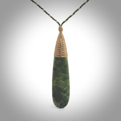 New Zealand flower jade drop pendant. Hand carved in New Zealand by NZ Pacific. Large New Zealand Jade roimata drop necklace. Drop pendant representing healing, comfort and compassion. Unisex pendants for lovers of Jade art to wear.