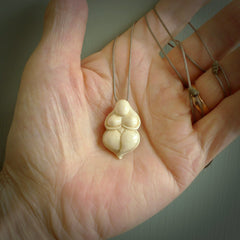 Hand carved mammoth tusk goddess pendant. Hand carved Mammoth Tusk jewellery for sale online by NZ Pacific.