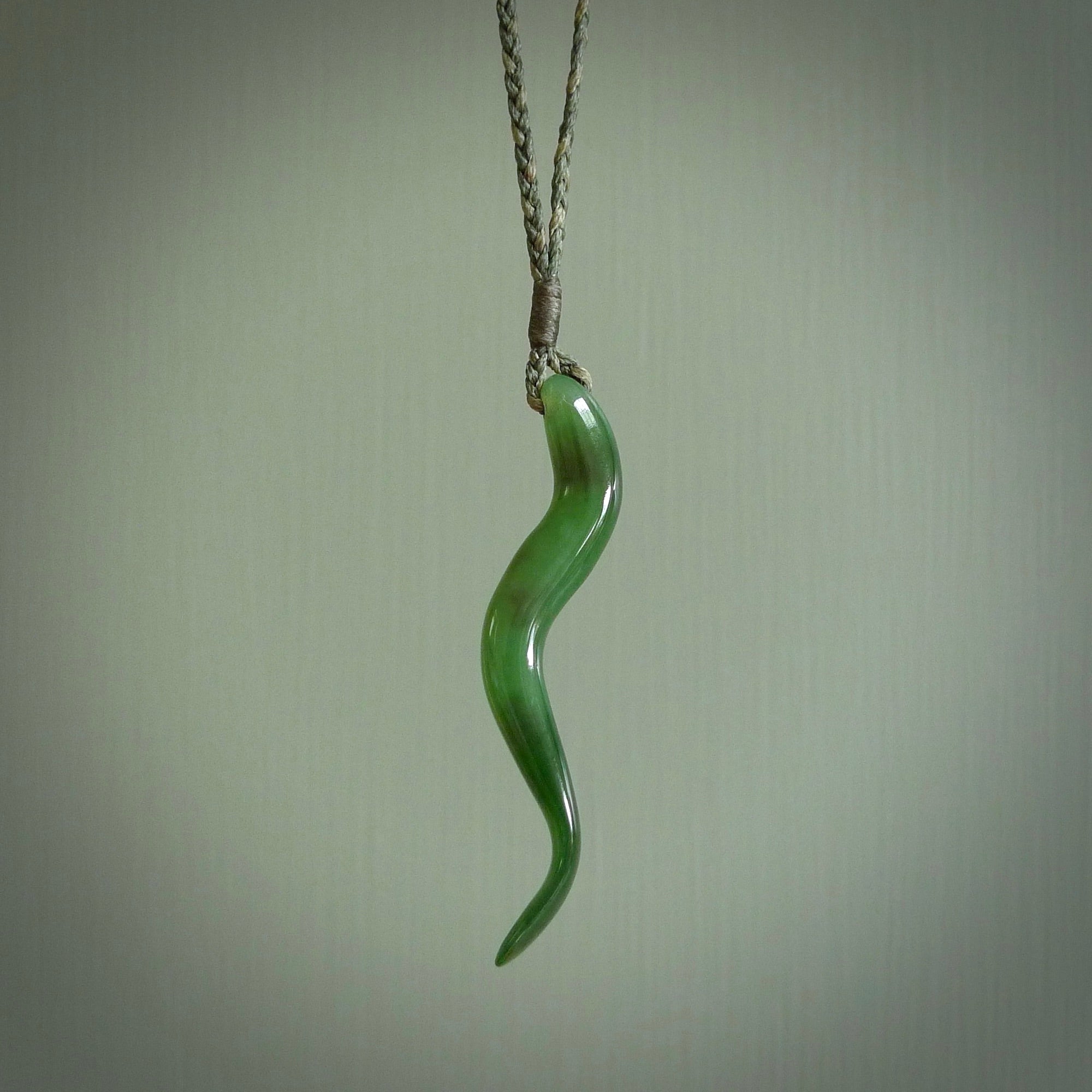 Hand made New Zealand Jade Eel pendant. Hand carved eel pendant. Made from New Zealand Jade.