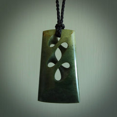 Hand carved New Zealand jade, complex twist pendant. Hand made complex twist pendant hand carved in New Zealand. Made by NZ Pacific, jade jewellery for sale online. One only hand made by Kerry Thompson.