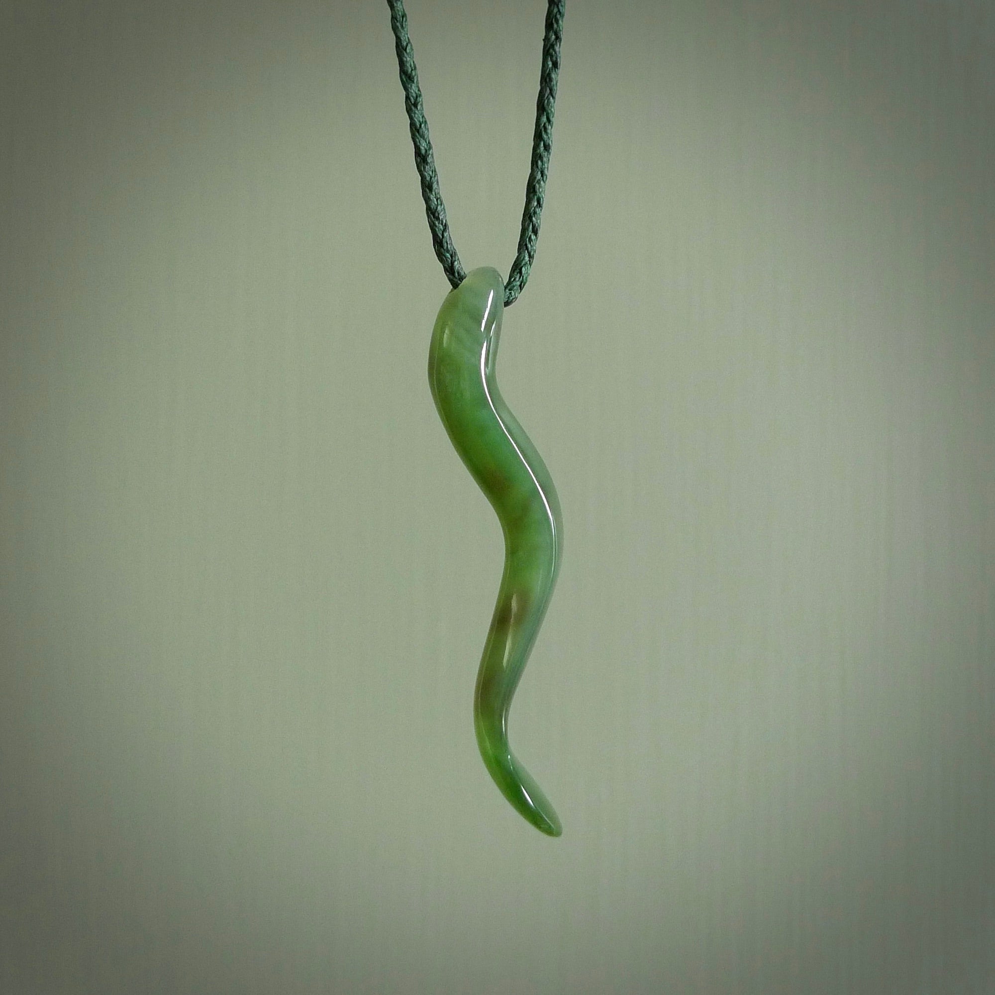 Hand made New Zealand Jade Eel pendant. Hand carved eel pendant. Made from New Zealand Jade.