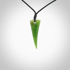 Hand carved pounamu drop pendant. Jade necklace hand made in New Zealand. A contemporary drop pendant carved from rare New Zealand jade. NZ Pacific jade jewellery for sale online.