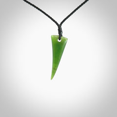 Hand carved pounamu drop pendant. Jade necklace hand made in New Zealand. A contemporary drop pendant carved from rare New Zealand jade. NZ Pacific jade jewellery for sale online.