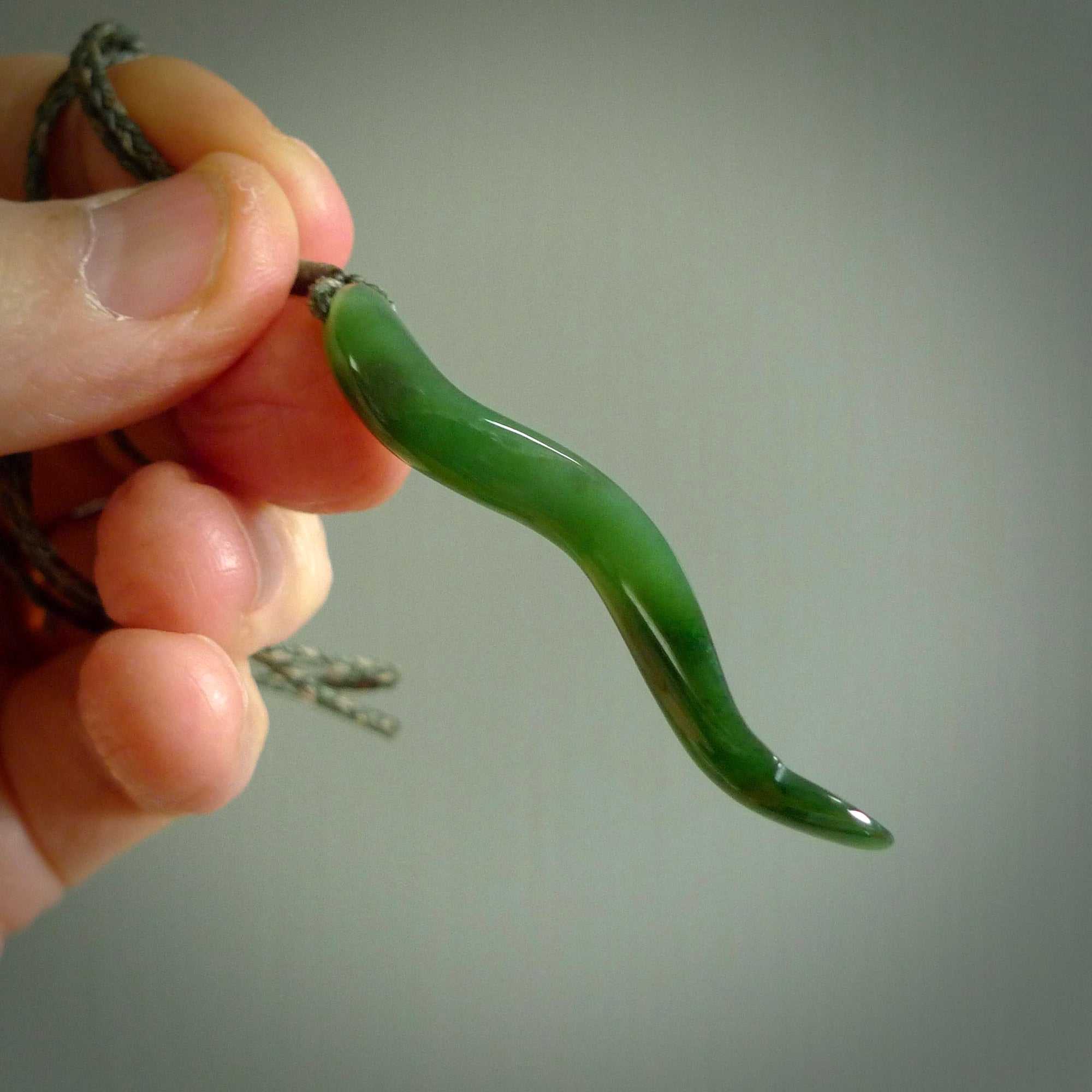 Hand made New Zealand Jade Eel pendant. Hand carved eel pendant. Made from New Zealand Jade.