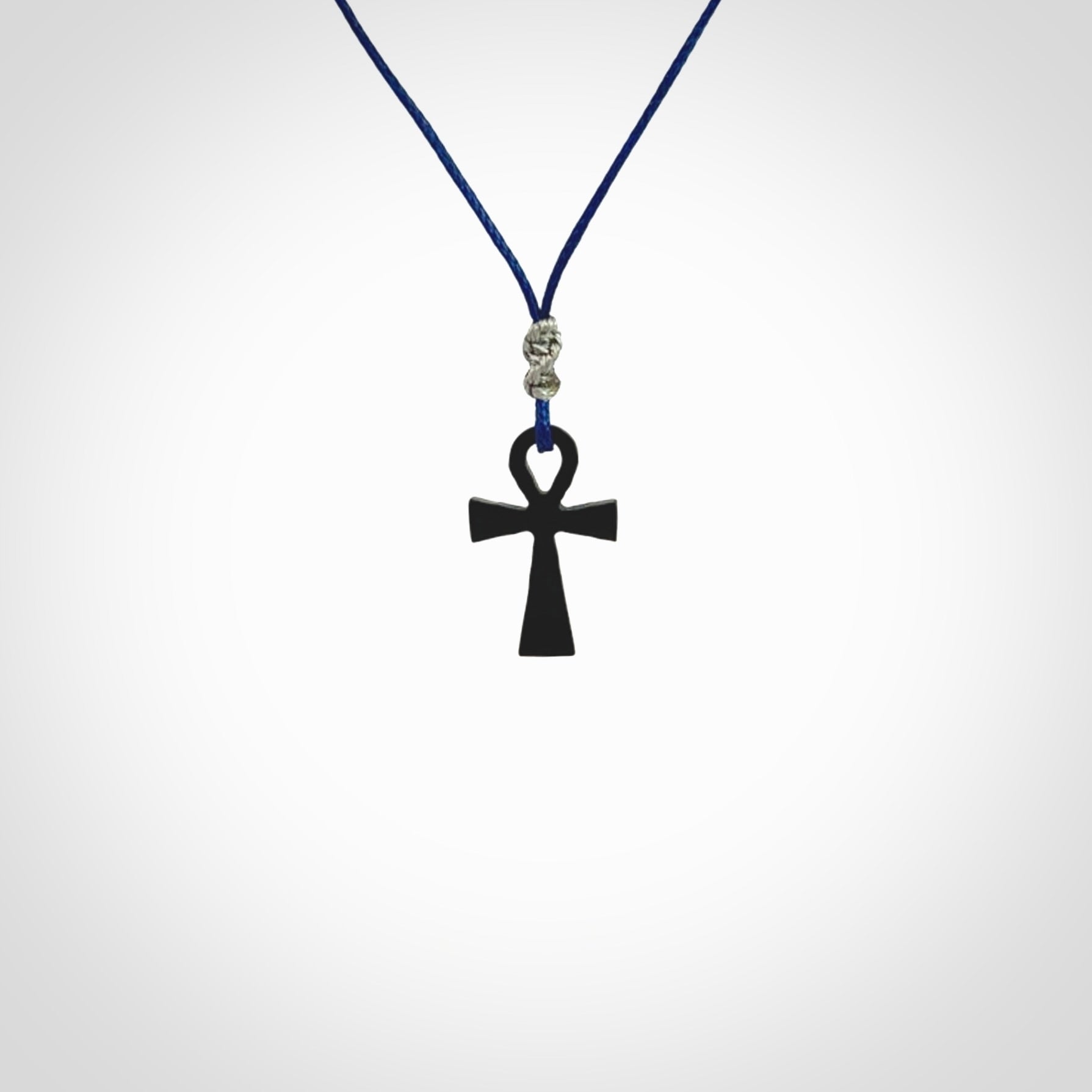 Small Black jade ankh cross pendant. Handmade jade jewellery made by NZ Pacific and for sale online. One only art to wear.