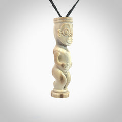 A traditional Papua New Guinea design carving , hand made for us from bone. This is a work of art and is a collectable piece of traditional bone carving. It can be worn as a special piece of jewellery or displayed. This is art made to wear at its finest.