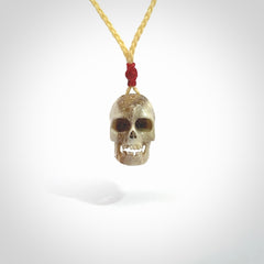 These are handmade skull pendants carved from deer antler. A fantastic piece if you like skulls and would like a medium sized piece. The cord is adjustable so you can wear this where it suits you best. We ship these free worldwide.