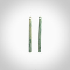 Hand crafted large, New Zealand Jade drop earrings with Sterling Silver Hooks. Jade drop earrings, packaged in a woven kete pouch.