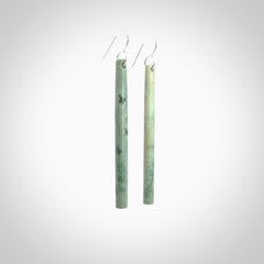 Hand crafted large, New Zealand Jade drop earrings with Sterling Silver Hooks. Jade drop earrings, packaged in a woven kete pouch.