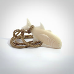 Hand carved bone fish pendant. Hand made bone fish necklace. Fish themed jewellery. Ocean themed pendant. Bone fish necklace provided with adjustable cord and free delivery.