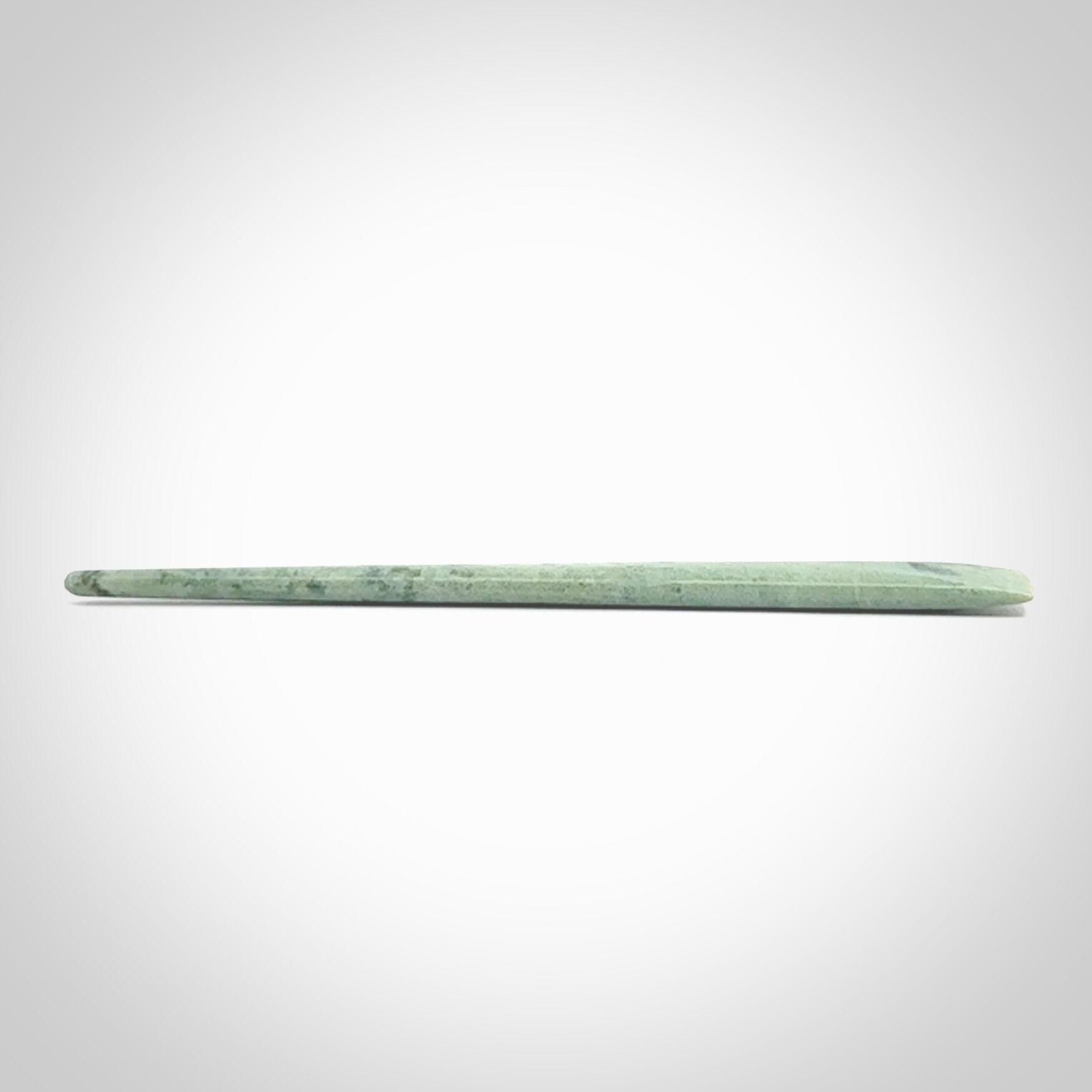 Hand carved New Zealand jade hair pin. Unique art for you hair. Hand made by Kristal Thompson in New Zealand Pounamu.