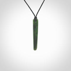 Hand carved pounamu drop pendant. Jade necklace hand made in New Zealand. A simple drop pendant carved from rare New Zealand jade. NZ Pacific jade jewellery for sale online.