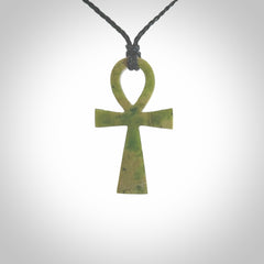 Aceh Jade Stone ankh cross pendant. Handmade jade jewellery made by NZ Pacific and for sale online. Jade stone ankh cross for men and women. Unique art to wear from NZ Pacific.