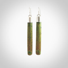 These are stunning large sized drop flower jade earrings carved in New Zealand by Josey Coyle. It is carved from a beautiful green piece of New Zealand Flower Jade and with Sterling Silver hooks and findings.