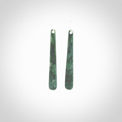 Hand crafted large, New Zealand Jade drop earrings with Sterling Silver Hooks. Jade drop earrings, packaged in a woven kete pouch.