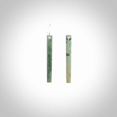 Hand crafted New Zealand Jade Jade drop earrings with Sterling Silver Hooks. Jade drop earrings, packaged in a woven kete pouch.