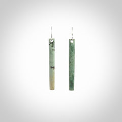 Hand crafted New Zealand Jade Jade drop earrings with Sterling Silver Hooks. Jade drop earrings, packaged in a woven kete pouch.