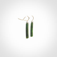 Hand carved medium sized New Zealand jade drop earrings. Made by NZ Pacific from real jade. Online jewellery for sale online by NZ Pacific. Medium sized Jade drop earrings hand carved by New Zealand carver Ric Moor.