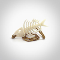 Hand carved bone fish skeleton pendant. Hand made bone fish necklace. Fish themed jewellery. Ocean themed pendant. One only necklace provided with adjustable cord and free delivery.