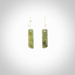 Hand carved small New Zealand jade drop earrings. Made by NZ Pacific from real jade. Online jewellery for sale online by NZ Pacific. Hand carved here in New Zealand by Ric Moor.