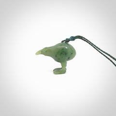 A beautiful little, handcarved kiwi pendant. This piece is carved from jade from Aceh and is a remarkably unique piece of handmade jewellery. made by NZ Pacific and for sale on our website. Shipping is free worldwide.