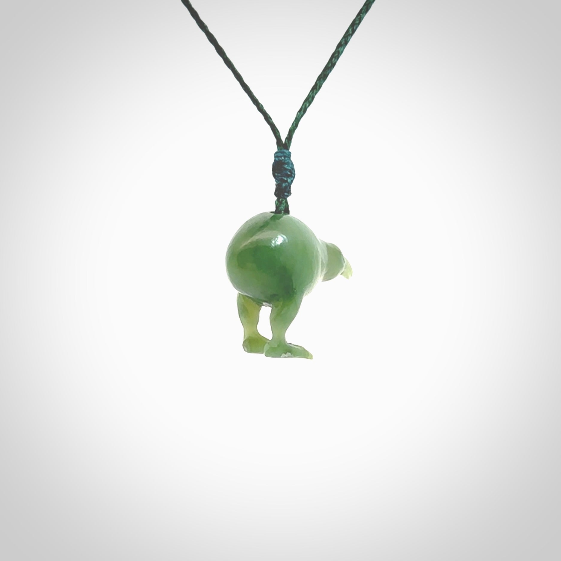 A beautiful little, handcarved kiwi pendant. This piece is carved from jade from Aceh and is a remarkably unique piece of handmade jewellery. made by NZ Pacific and for sale on our website. Shipping is free worldwide.