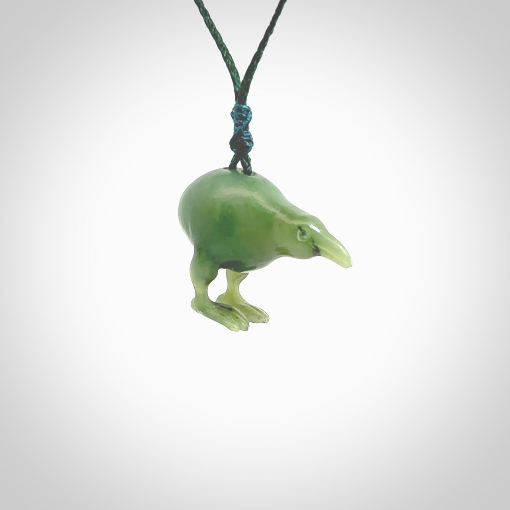 A beautiful little, handcarved kiwi pendant. This piece is carved from jade from Aceh and is a remarkably unique piece of handmade jewellery. made by NZ Pacific and for sale on our website. Shipping is free worldwide.