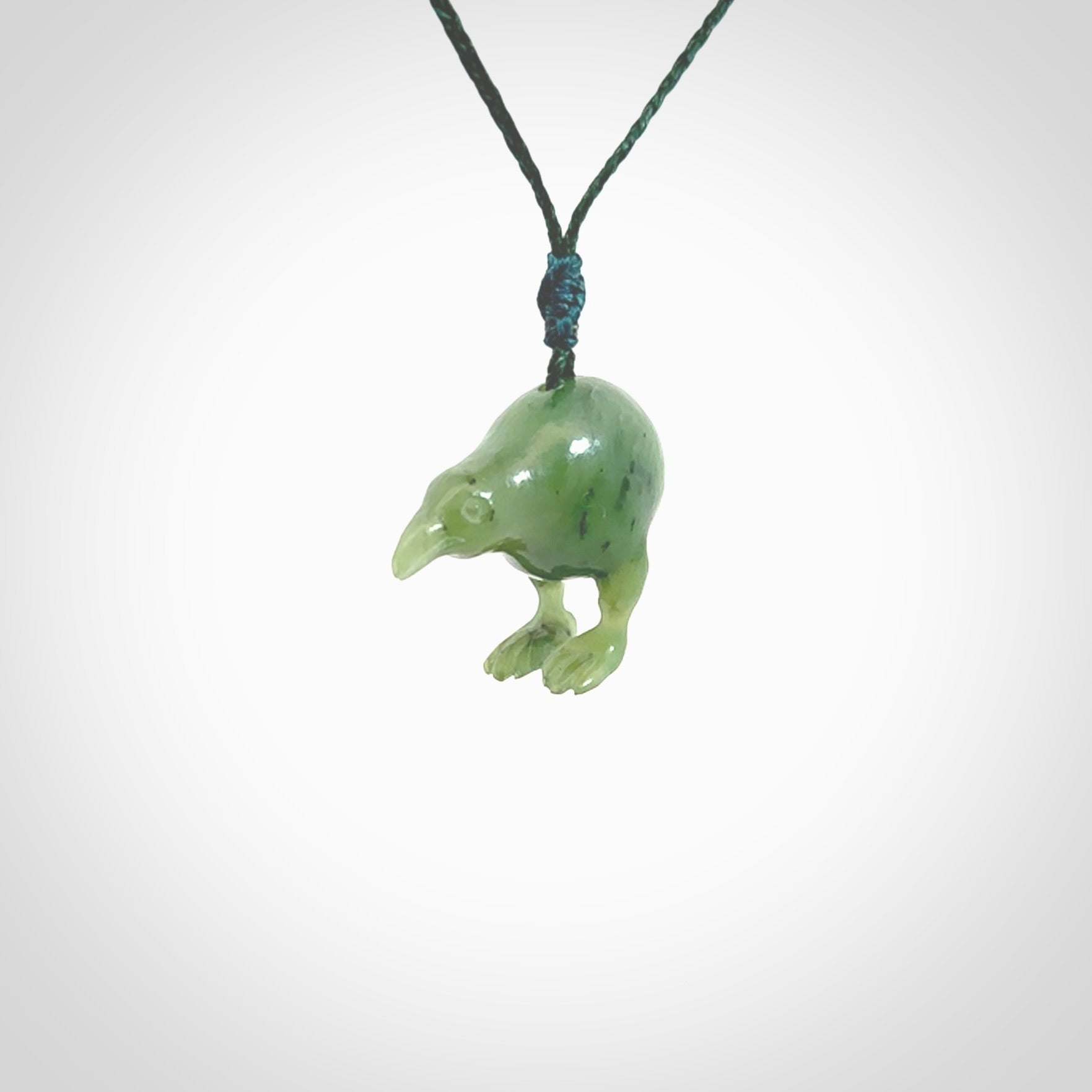 A beautiful little, handcarved kiwi pendant. This piece is carved from jade from Aceh and is a remarkably unique piece of handmade jewellery. made by NZ Pacific and for sale on our website. Shipping is free worldwide.