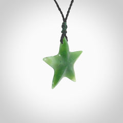 Hand made jade star pendant. Star shaped necklace hand made from Jade, delivered with Express Courier. We provide this pendant on an adjustable cord and packaged in a woven kete pouch.