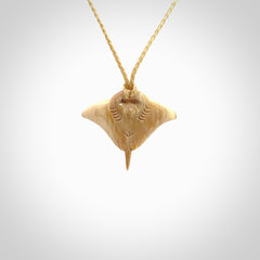 Woolly mammoth tusk manta ray pendant. Hand carved Mammoth Tusk manta ray pendant. Provided with adjustable cord.