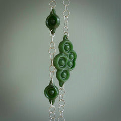 A photo of a sterling silver fashionable chain with New Zealand Jade. This is stylish womens statement piece - hand crafted here in New Zealand.