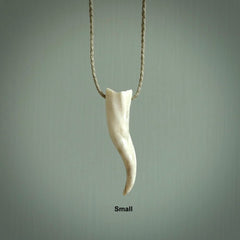 HAND CARVED DEER ANTLER BONE GOAT HORN PENDANT. BONE GOATHORN