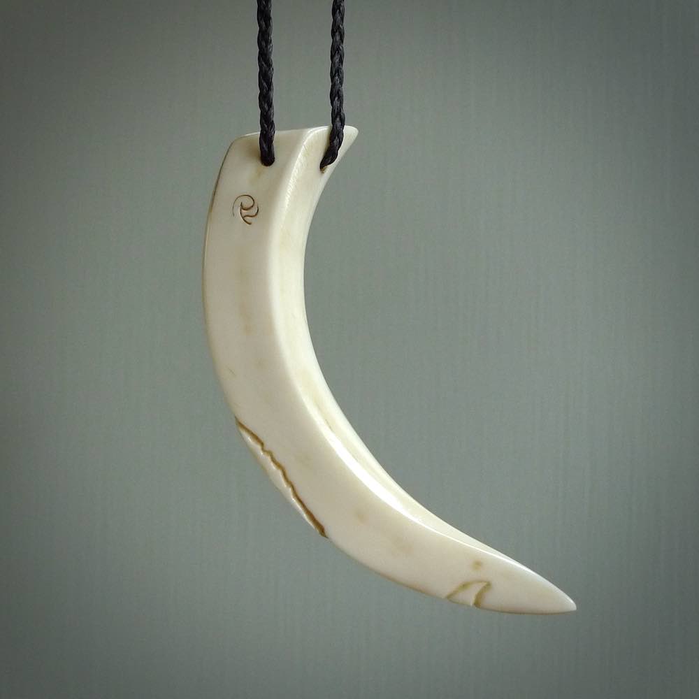 HAND CARVED PIGS TUSK WHALE CARVING PENDANT. PIGS TUSK WHALE NECKLACE ...